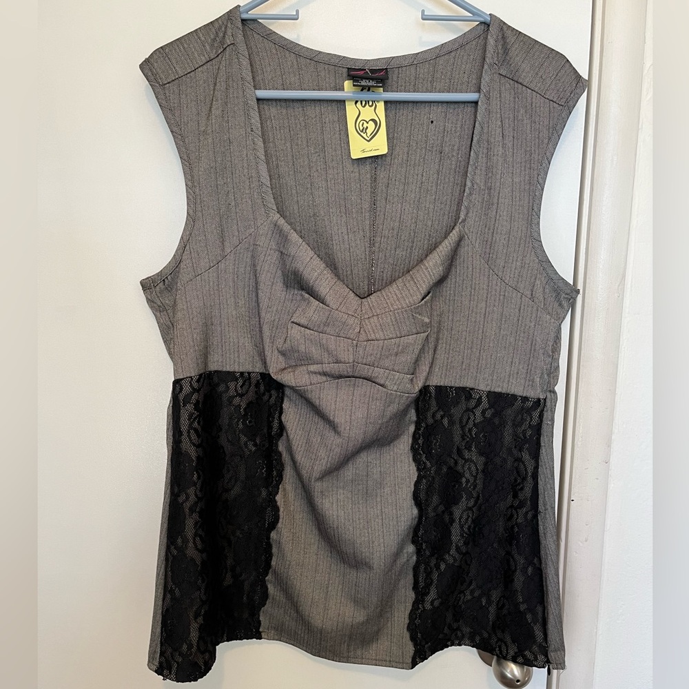 Torrid Charcoal and Black Lace Tank Top